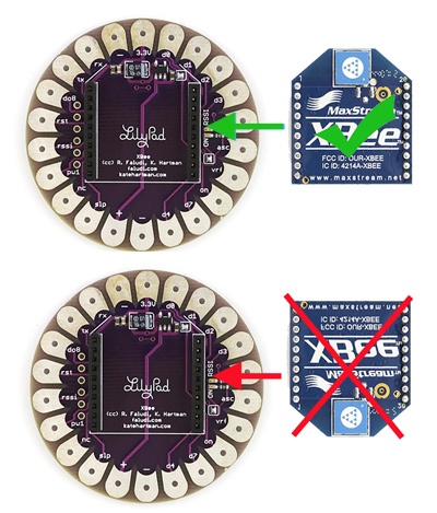 Correct and incorrect ways to connect the XBee