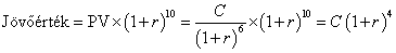 Egy 1-től a t-edik évig tartó annuitás két örökjáradék különbségével egyenlő.