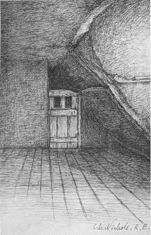 Staircase doorway to attic in Borrow’s House/ By C. M. Nichols, R.E.