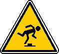 A yellow Caution sign