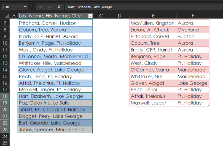 Cut the new records and paste below the original table in B. The table incorporates the new records. But the result table in E3 has not yet updated.