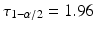 $$\tau_{1-\alpha/2}=1.96$$