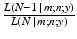 $$\frac{{L}(N-1\,|\,m;n;y)}{{L}(N\,|\,m;n;y)}$$