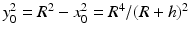 $$y_{0}^{2}=R^{2}-x_{0}^{2}=R^{4}/(R+h)^{2}$$