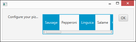 Screenshot of a window displaying a horizontal list box that allows users to select more than one item.