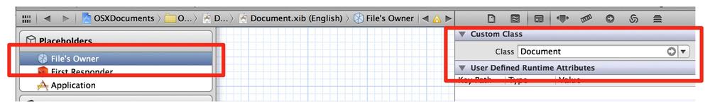 The class of the file’s owner object can be set using the
            Identity inspector