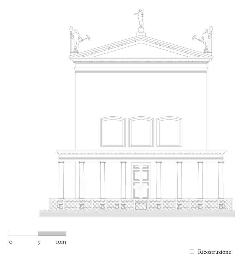 Curia Giulia, prospetto ricostruttivo del fronte