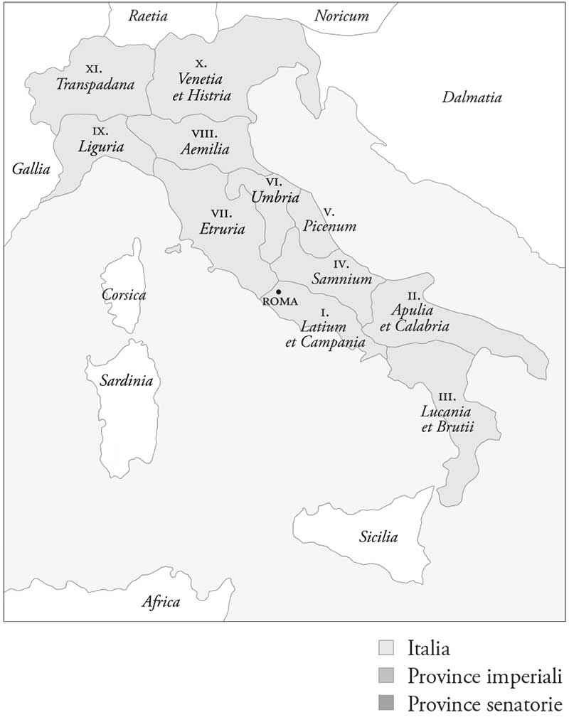 Le XI regiones augustee dell’Italia, 7 a.C.