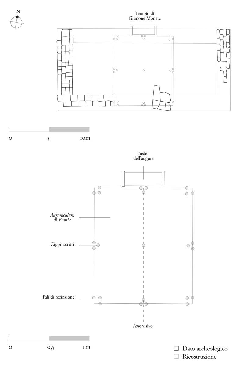 Tempio di Giunone Moneta e Auguraculum, (ricostruito sul modello di Bantia), pianta ricostruttiva