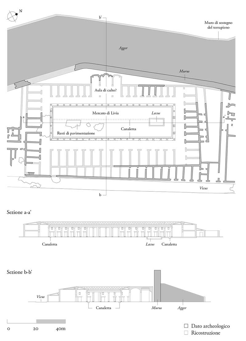 Mercato di Livia, pianta e sezioni ricostruttive