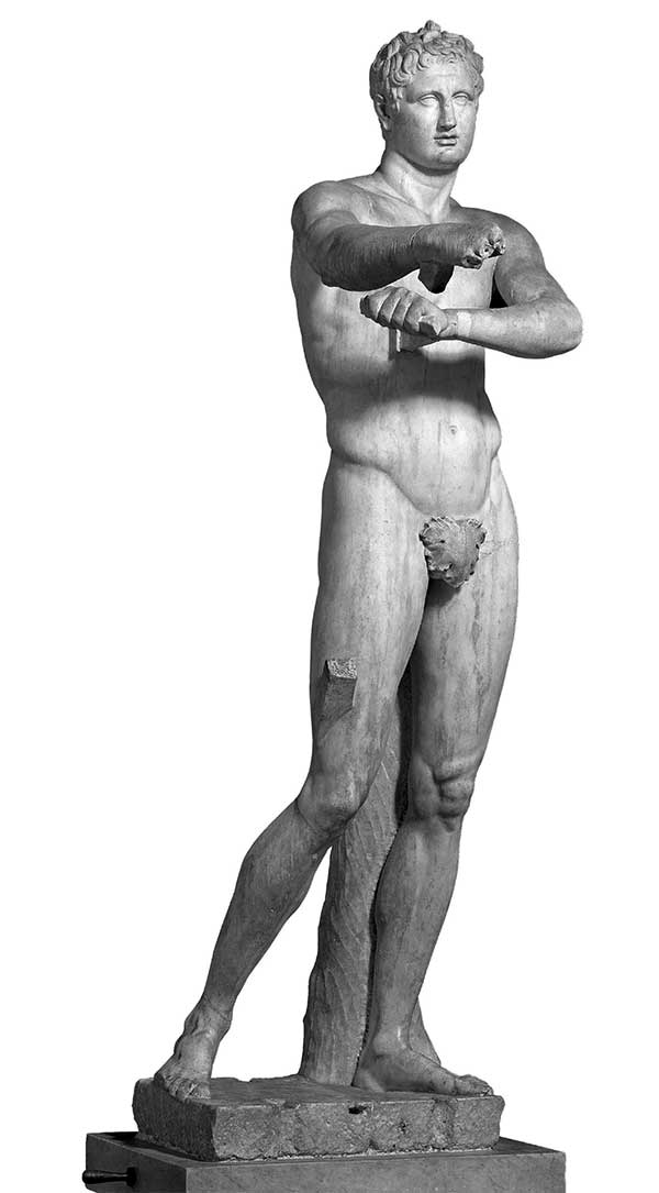 Apoxyomenos di Lisippo, copia in marmo di età claudia, proveniente da Trastevere, Città del Vaticano, Museo Pio-Clementino