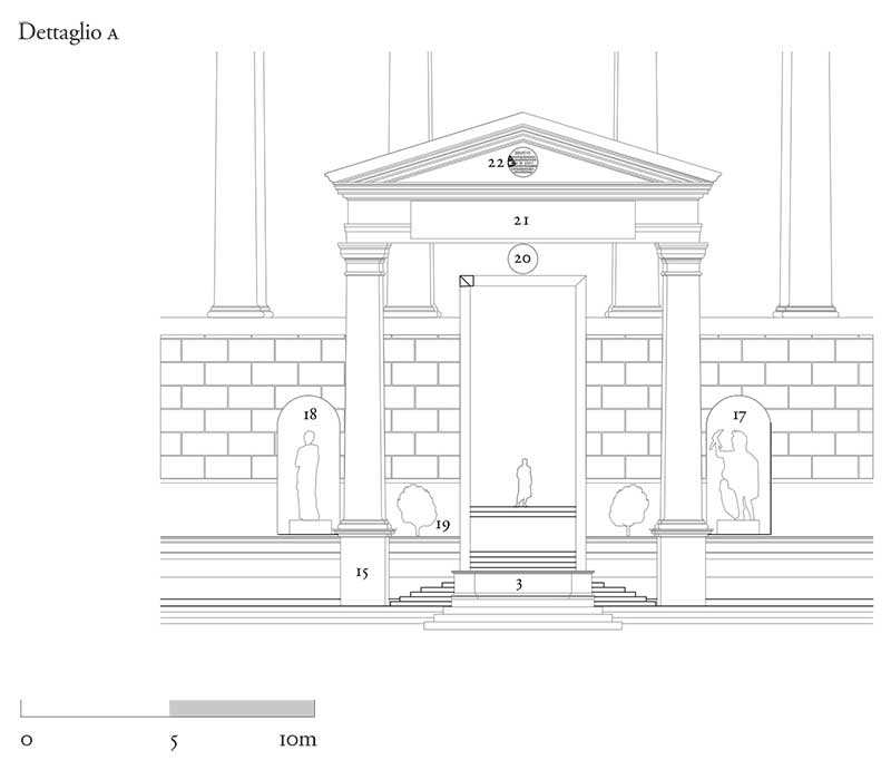 Corpo centrale, fondazioni e scala a chiocciola.