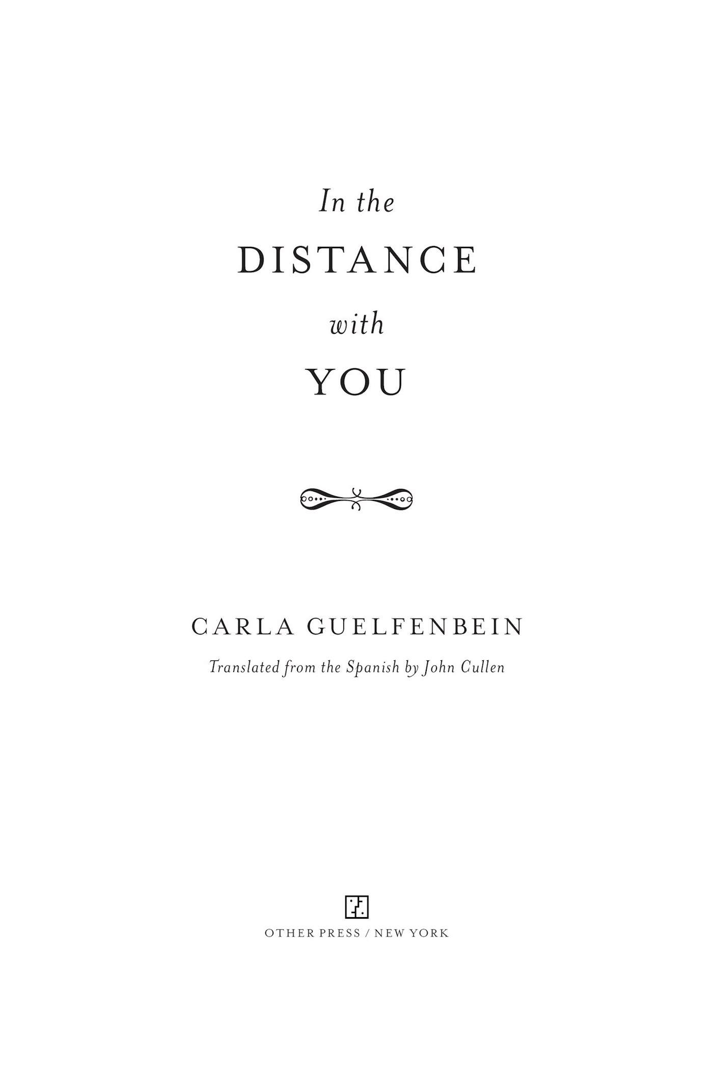 Book title, In the Distance With You, author, Carla Guelfenbein, imprint, Other Press