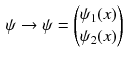 $$\begin{aligned} \psi \rightarrow \psi = \begin{pmatrix} \psi _1(x) \\ \psi _2(x) \end{pmatrix} \end{aligned}$$