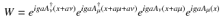 $$\begin{aligned} W = e^{igaA^\dag _\nu (x+a\nu )}e^{igaA^\dag _\mu (x+a\mu +a\nu )}e^{igaA_\nu (x+a\mu )}e^{igaA_\mu (x)} \end{aligned}$$