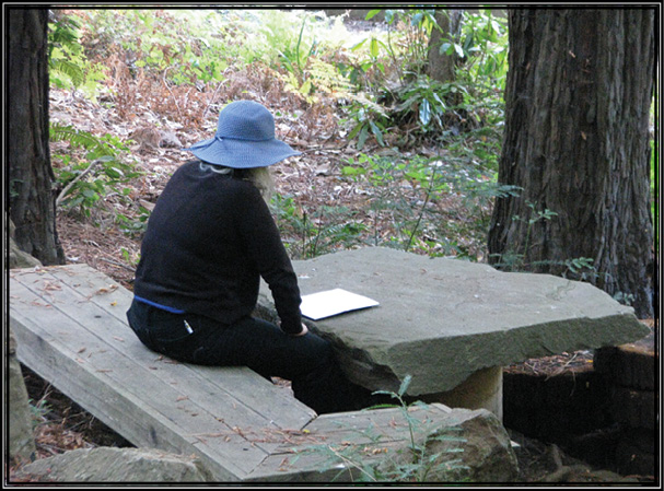 Picture of Loren Rhoads finding some rock solid inspiration.