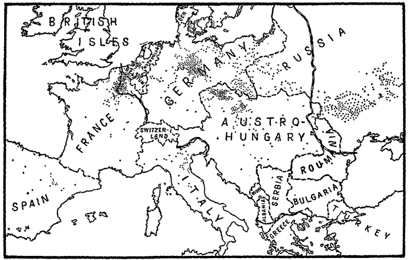 MAP SHOWING LOCATION OF EUROPEAN BEET SUGAR FACTORIES