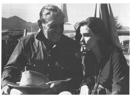 Clark Gable with Susan Strasberg on the set of The Misfits