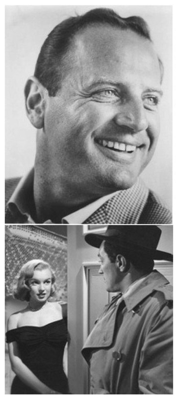 Brad Dexter (top photo) and Marilyn (lower photo) in a scene from The Asphalt Jungle