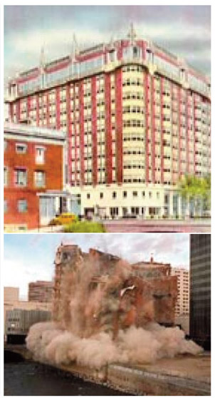 In Memory of a Monument: The Mapes Hotel in Reno, Nevada Opened in December, 1947, the Mapes Hotel was the grandest hotel in northern Nevada, and the setting for some of the dramas described in this chapter. In 1984, it was imploded and demolished, (photo, right), carrying with it the memories of when Marilyn Monroe and the cast of The Misfits were lodged here during the filming of a movie that was pivotal to the lives and careers of everyone involved.