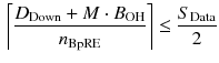 $$\begin{aligned} \left\lceil \frac{D_{\text {Down}}+ M \cdot B_{\text {OH}}}{n_{\text {BpRE}}}\right\rceil \le \frac{S_{\text {Data}}}{2} \end{aligned}$$