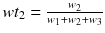 $$ wt_{2} = \frac{{w_{2} }}{{w_{1} + w_{2} + w_{3} }} $$