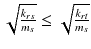 $$ \sqrt {\frac{{k_{rs} }}{{m_{s} }}} \le \sqrt {\frac{{k_{rt}}}{{m_{s}}}} $$