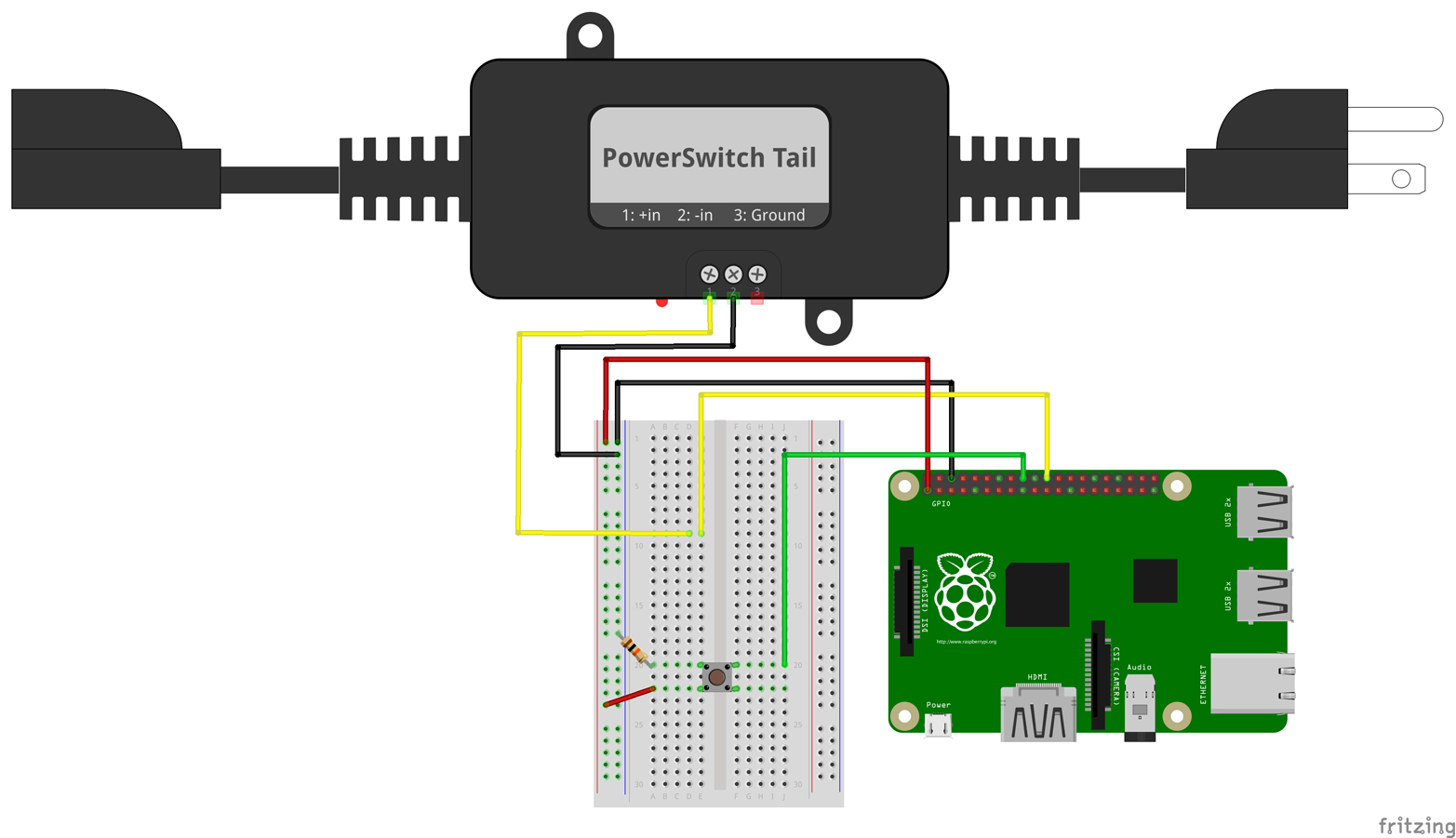 Connecting a PowerSwitch Tail II to the Raspberry Pi