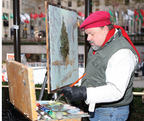 Thomas Kinkade painting the Christmas tree...