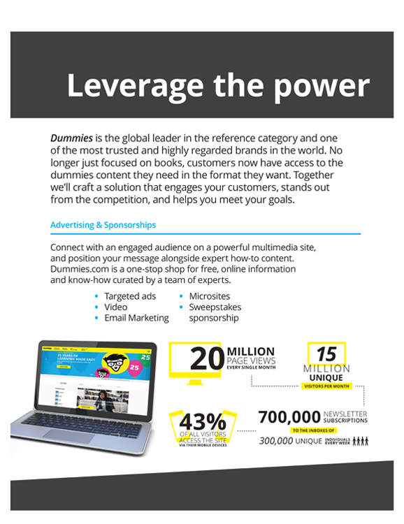 Leveraging expertise on powerful multimedia sites. For advertising and sponsorships, visit dummies.com, a one-stop-shop for free online information.