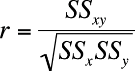 Formula for the Pearson correlation coefficient