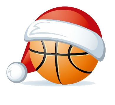 imagen de un balón de baloncesto con un gorro de navidad