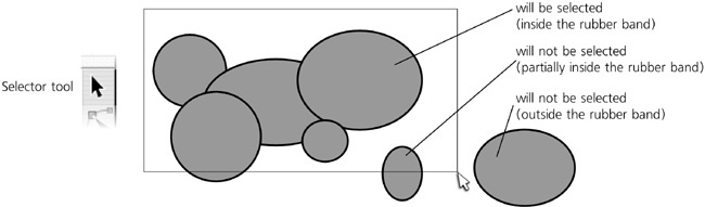 Using a rubber band to select multiple objects