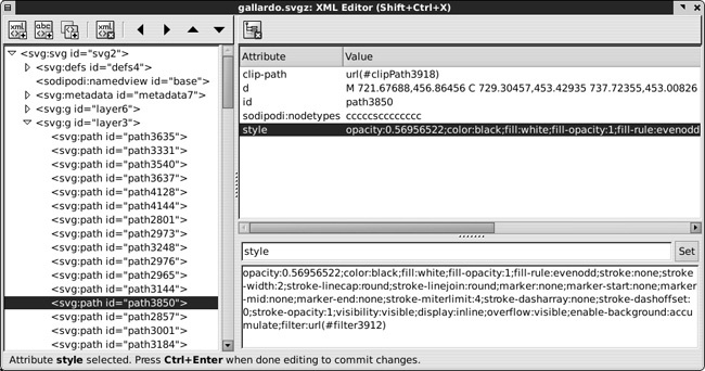 The three panes of the XML Editor