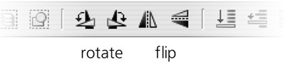 The Selector tool’s controls bar: transformation buttons