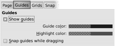 Guideline settings in the Document Properties dialog