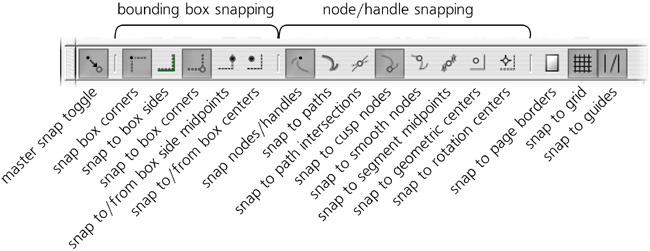 The snap controls bar