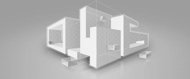 A design composition using 3D boxes