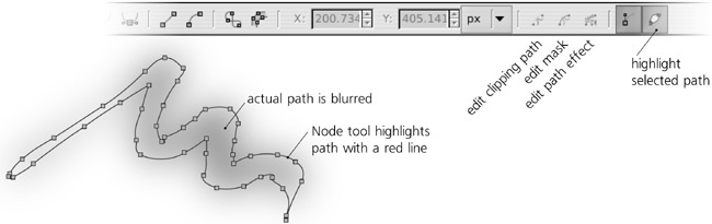 Path highlighting in the Node tool