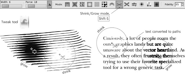 The Shrink/Grow mode of the Tweak tool