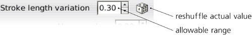 A random number parameter of a path effect