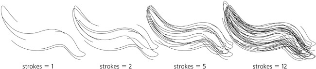 Changing the number of approximating strokes (construction lines are off)