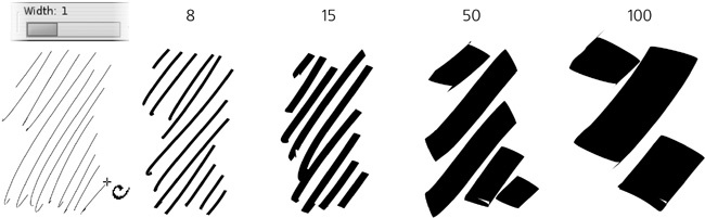 Varying width (pressure sensitivity is off)