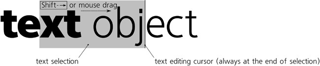 Text selection with the Text tool