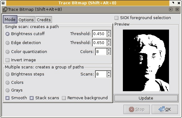 The Trace Bitmap dialog