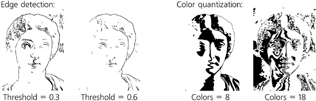 The Edge detection and Color quantization modes