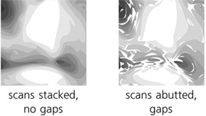 Stacking scans vs. abutting them