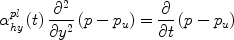 
$$\alpha _{hy}^{pl} \left(t \right)\frac{{\partial ^2}}{{\partial y^2}}\left({p - p_u} \right) = \frac{\partial}{{\partial t}}\left({p - p_u} \right)$$
