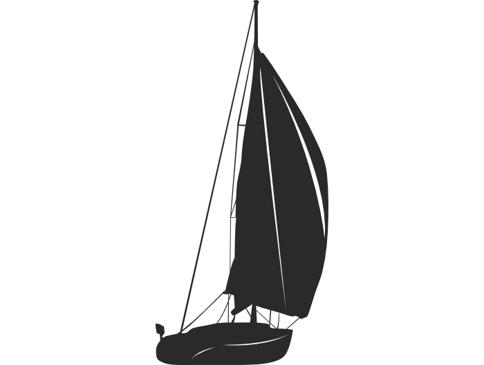 A black and white image of a sailboat  Description automatically generated with medium confidence