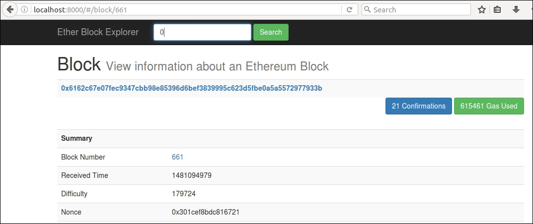 Local Ethereum block explorer